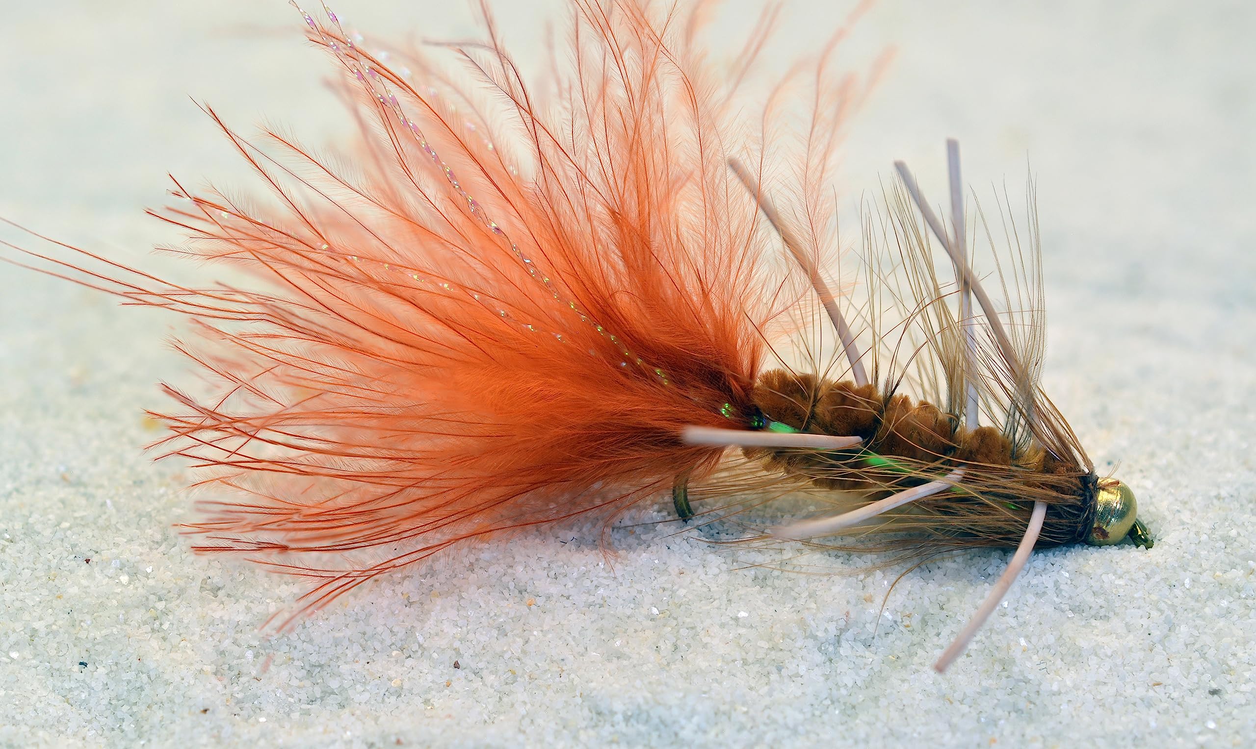 Weighted Bead Head Brown Woolly Bugger Streamer Fly with Rubber Legs & Flash Tied on Mustad Signature Hooks - 6 Flies