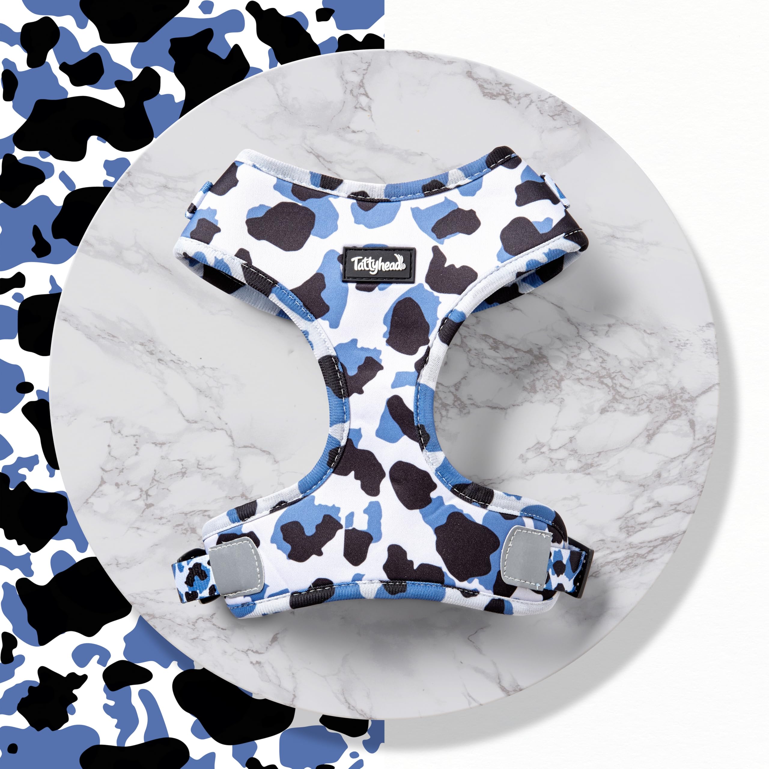 Tatty Head Dog Harness For Small and Medium Dogs Puppy Walking or Car Adjustable Dog Vest Harness with Soft Padded Material (Blue Camo, M)