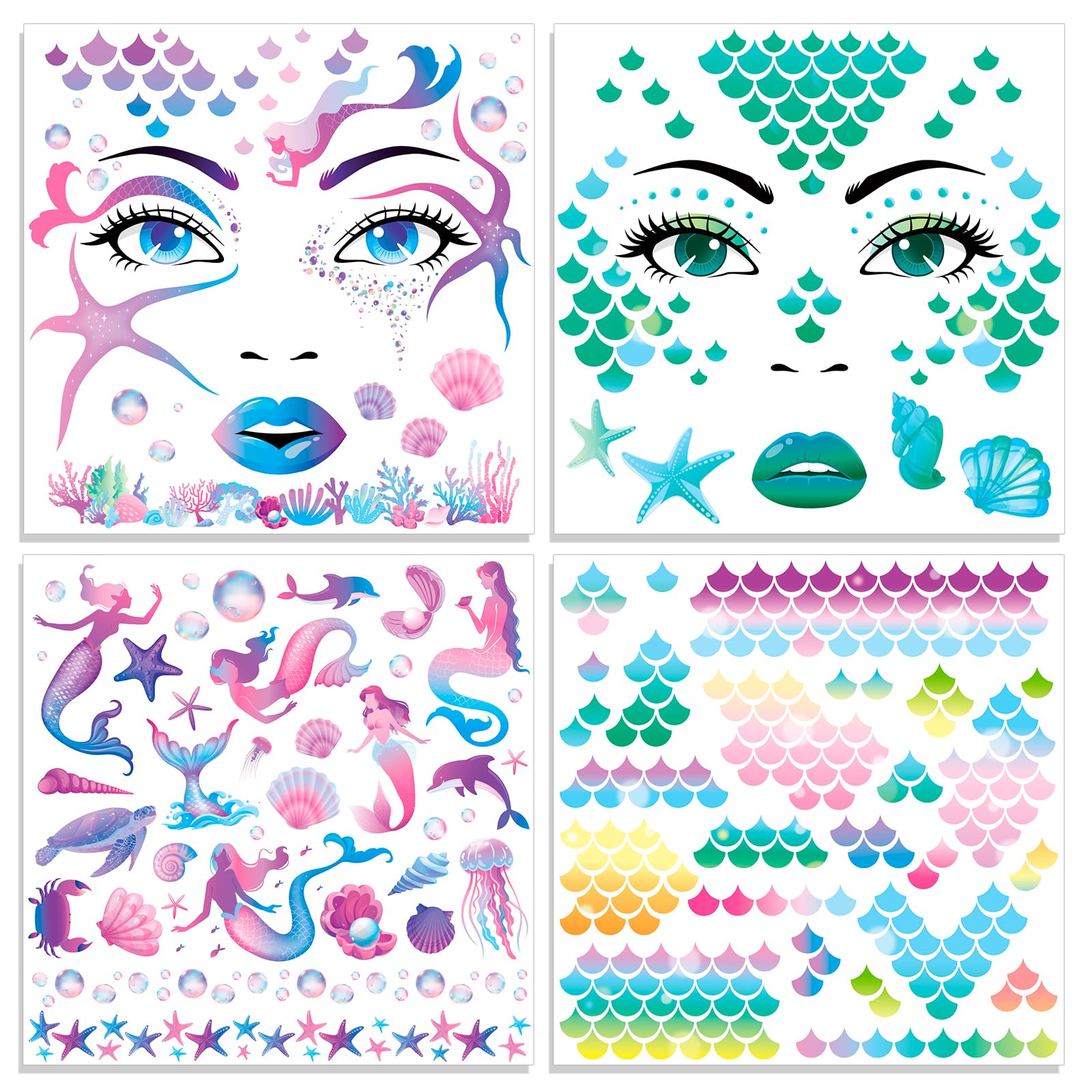 HOWAF 4 PCS Halloween Face Tattoos