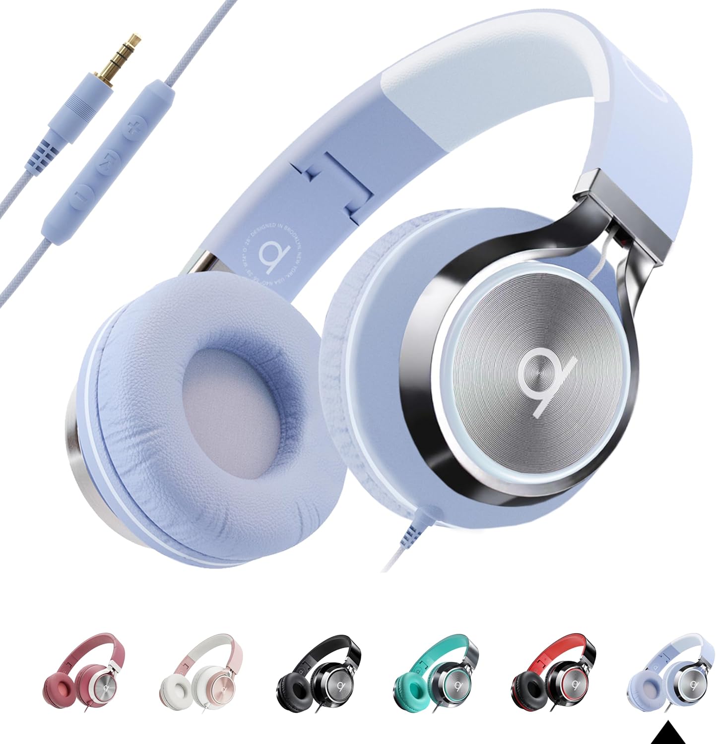 ARTIX CL750 On-Ear Headphones Wired with Mic and Volume Control — Noise Isolating Corded Over Ear Headphones with Microphone for Laptop and Computer, Plug in Headset with Cord (Aux Jack 3.5mm)