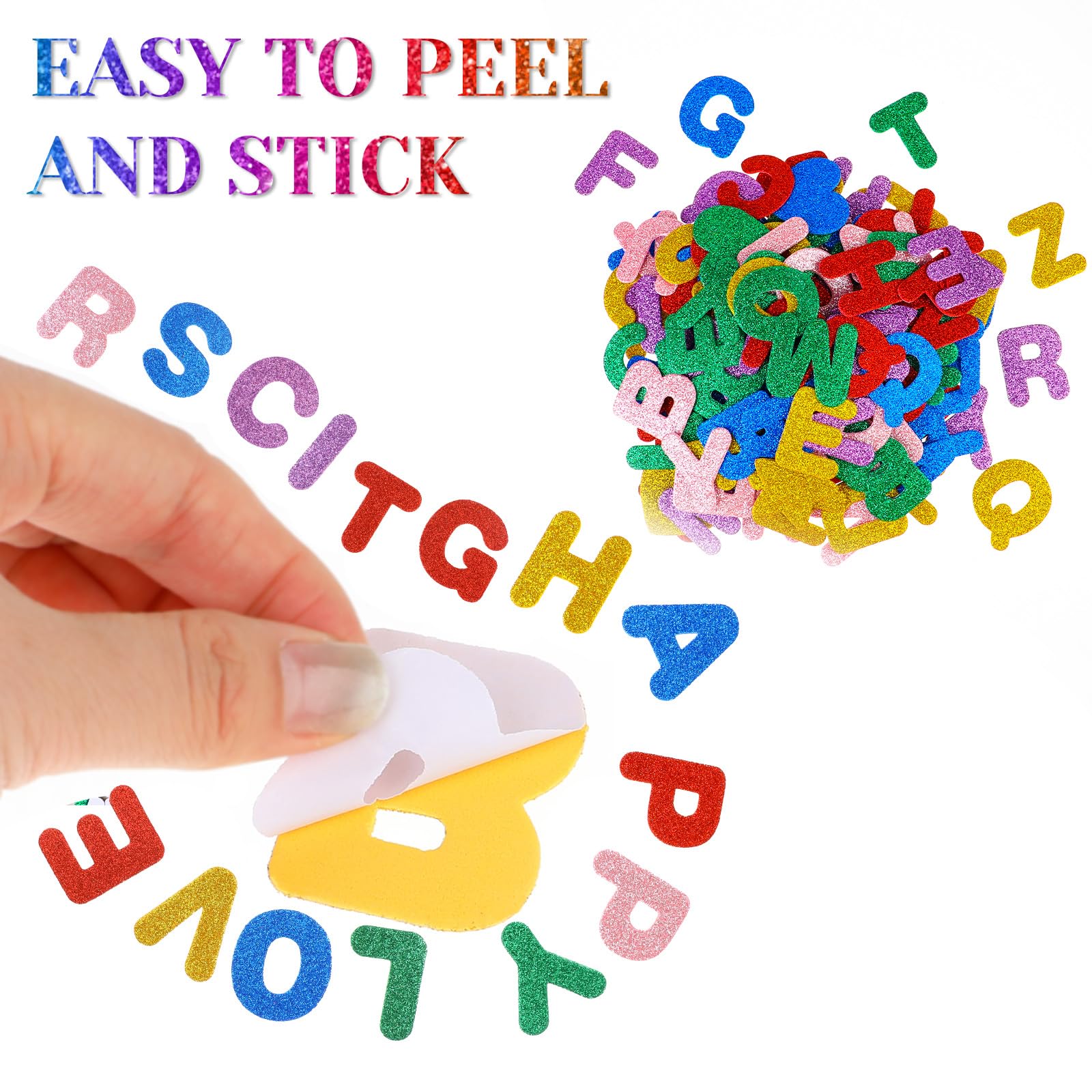 Tucnoeu 156 Glitzer Buchstaben Sticker – EVA Selbstklebend, 3,5x4,5 Cm, Für DIY & Schultüten