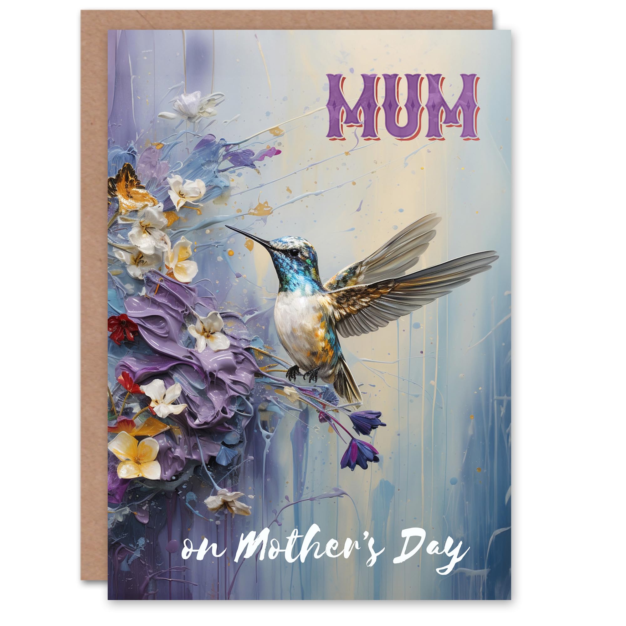 Artery8 Mother's Day Greeting Card Hummingbird Floral Painting For Mum