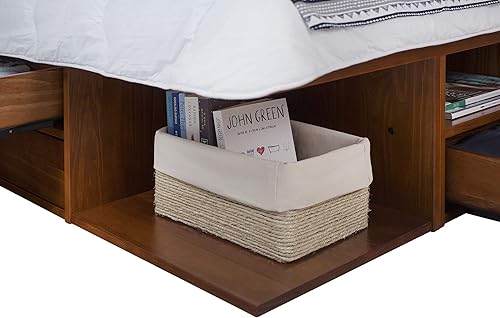 Miniatura 11 de memomad Bali - Cama de plataforma de almacenamiento con cajones (tamaño King, madera marrón caramelo) Caramelo,Roble,Blanco