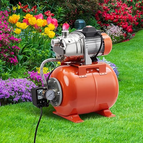 Miniatura 6 de Bomba de pozo poco profundo de 1.6HP con tanque de presión, acero inoxidable, bomba de chorro de agua automática de 115 V para el hogar, jardín,