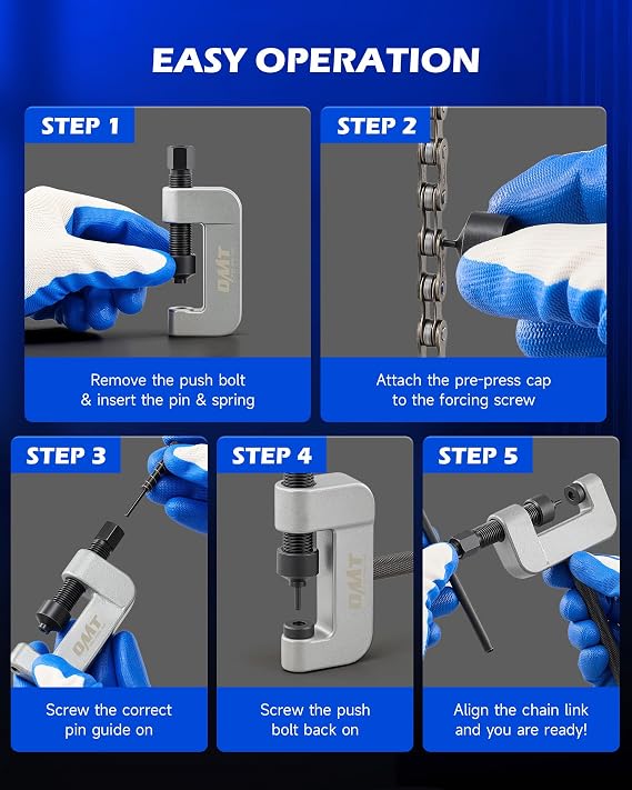 OMT Motorcycle Chain Rivet Tool, 20pc Chain Breaker Kit For 25 To 630