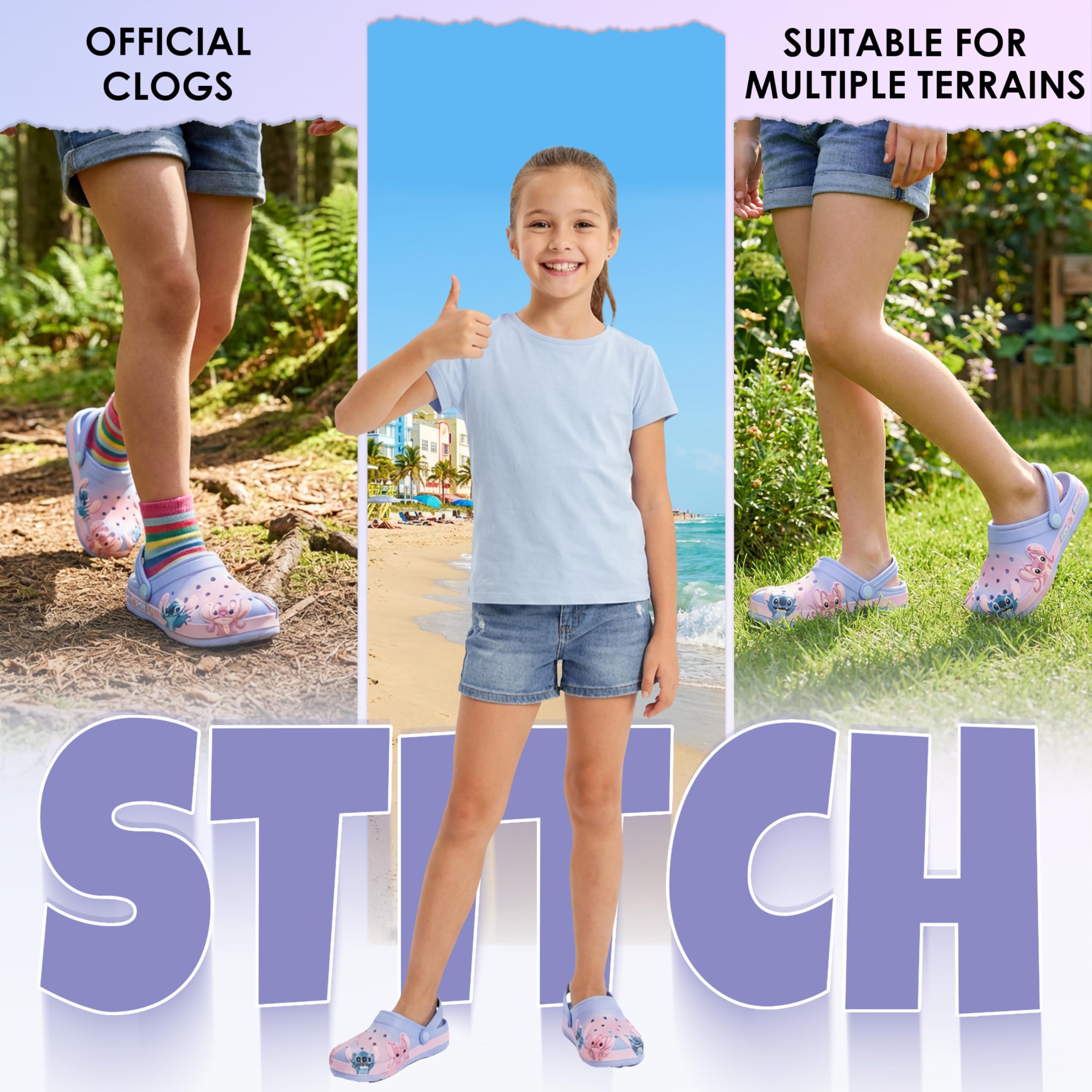 Get Trend Disney Stitch | Minnie Mouse | Prinzessinnen Clogs Kinder Hausschuhe Mädchen, rutschfest & Atmungsaktiv, Gartenschuhe Sommer Pantoffeln