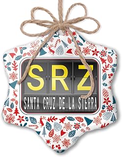 NEONBLOND Christmas Ornament SRZ Airport Code for Santa Cruz de la Sierra Red White Blue Xmas