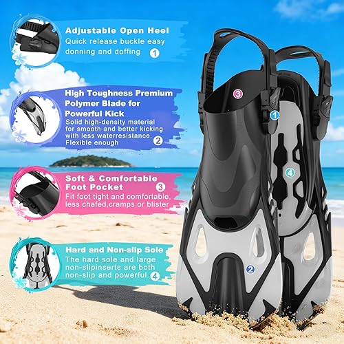 Miniatura 4 de Snorkeling Gear for Adults, Mask Fin Snorkel Set, Dry Top Snorkel Mask, Panoramic View Anti-Leak Anti-Fog 3 in 1 Snorkeling Kit Travel Diving