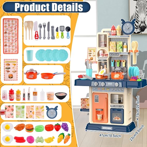Play Kitchen for Toddlers, Kids Kitchen Playset Toddler Girl Boy Toys