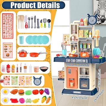 Play Kitchen for Toddlers, Kids Kitchen Playset Toddler Girl Boy Toys