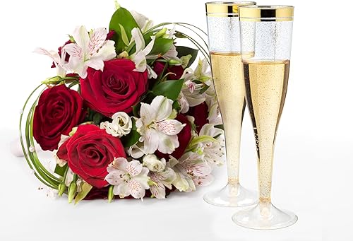 Miniatura 9 de Perfect Settings - Juego de 36 copas de champán de plástico, vasos desechables con purpurina dorada, perfectas para fiestas, bodas y duchas