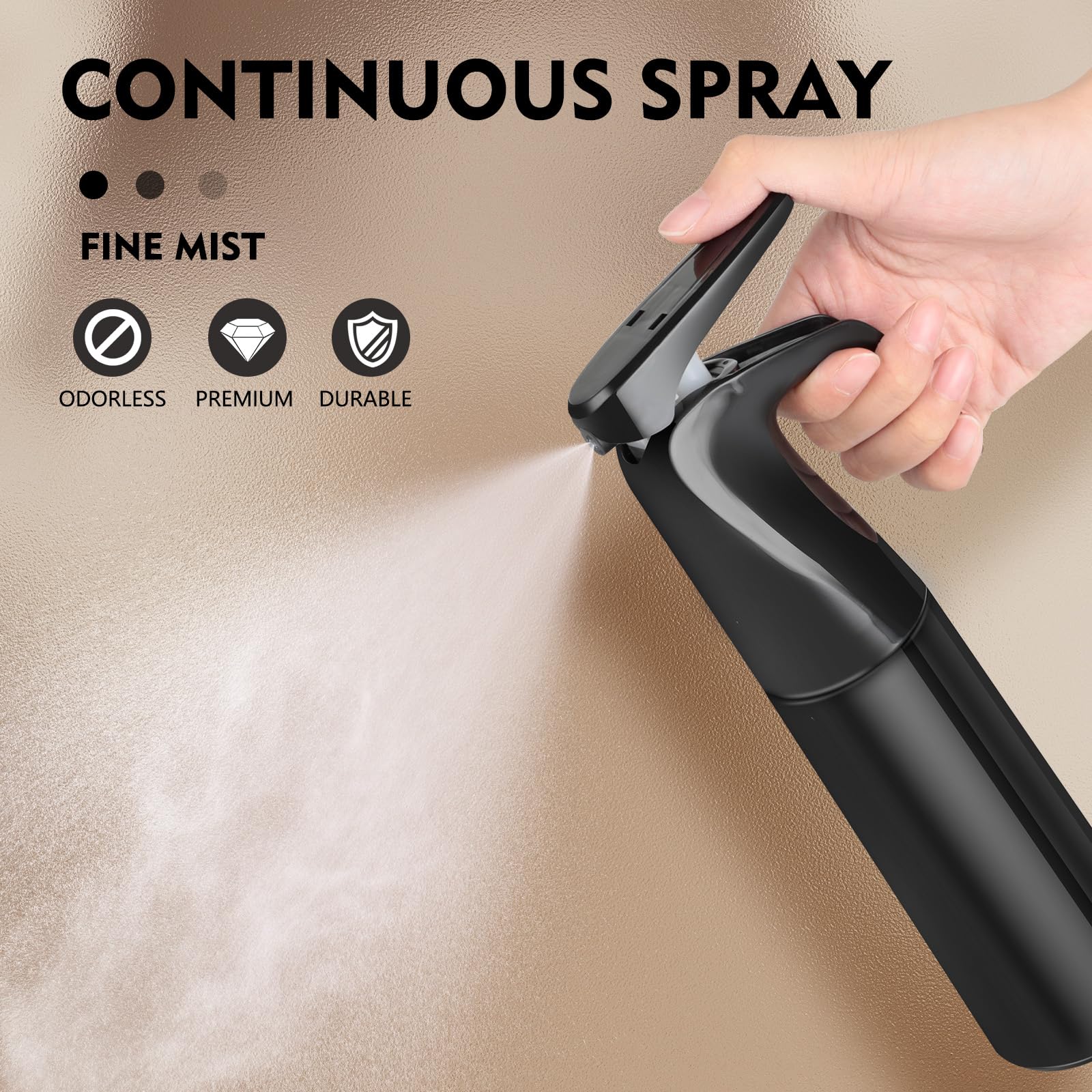 Romon Spray Capelli, 300 ML Nebulizzatore Acqua, Bottigliette Spray Flacone Spray, Spruzzatore A Pressione Continuo Ultra Fine Parrucchieri, Accessori Per Parrucchiere, Flacone Spray Per Piante, Nero
