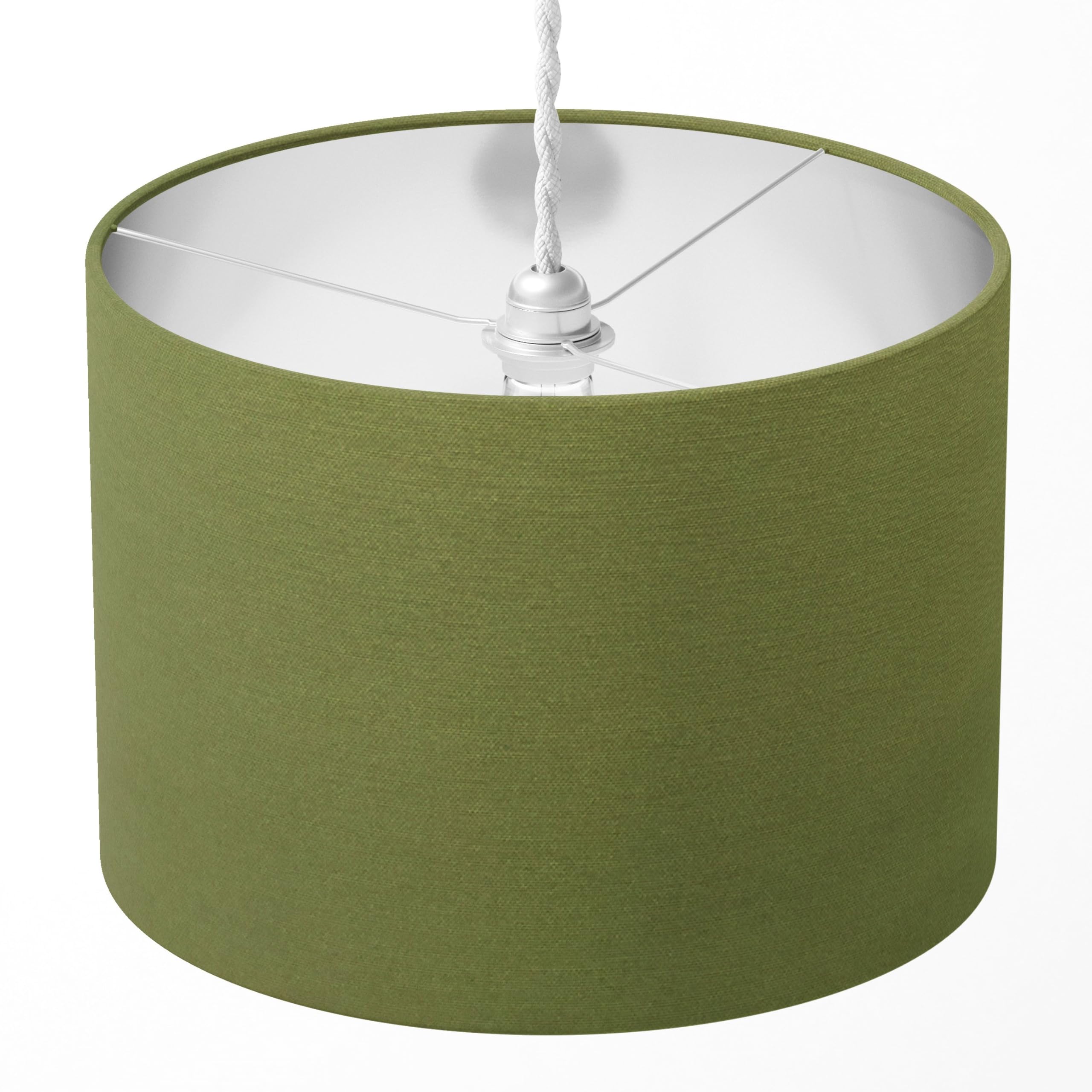 Olive Green Lampshade, Sage Green Lampshade, Moss Green Lamp Shade, Modern Contemporary Boho Elegant Plain Standard Classic Drum Light Shade for Table Ceiling Floor Pendant Bedroom Home Decor Gifts