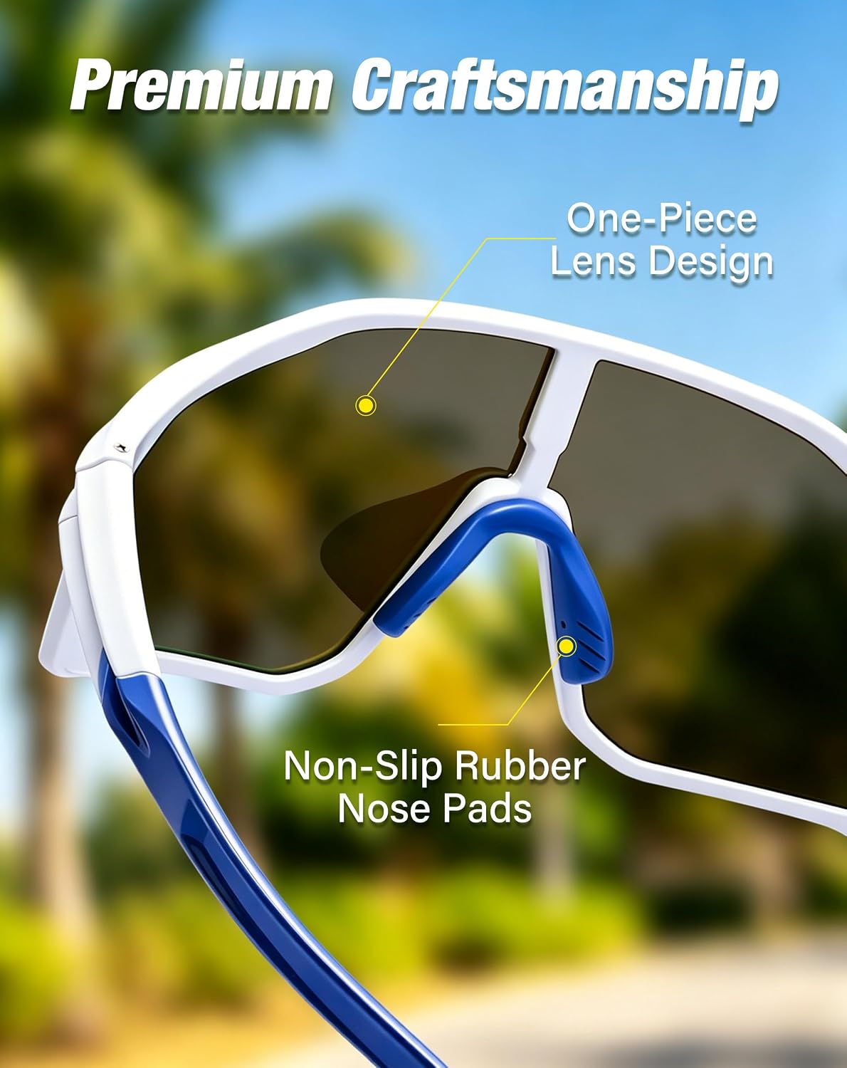 Joopin Oversized Sports Sunglasses With Strap Polarized UV Protection | Wrap Around, TAC One-piece Shield Lens, Anti-slip Nose Pad, Driving, Running, Cycling, Hiking, Fishing, Boating, Skiing