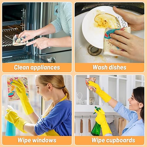 Miniatura 7 de Paquete de 8 paños de cocina suecos reutilizables y suaves para cocina, juego de paños de cocina absorbentes de esponja lavable, secado rápido,