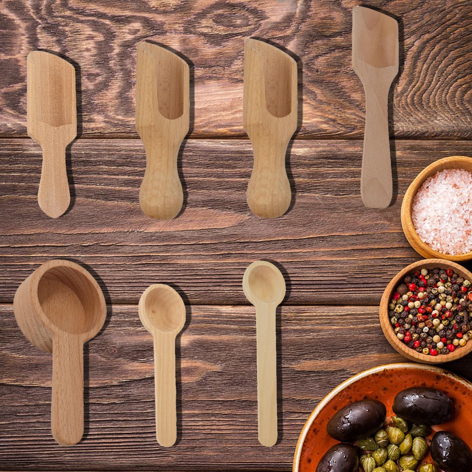 8 Mini-Holzlöffel Aus Naturholz – 7,4 Cm, Für Gewürze, Honig, Salz, Tee & Mehr