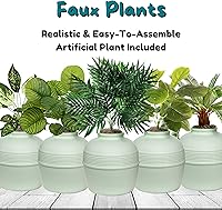 Vista 74 de Good Pet Stuff Kit original de caja de arena oculta y forro reutilizable, maceta redonda cerrada con plantas artificiales, sistema de filtro de olor