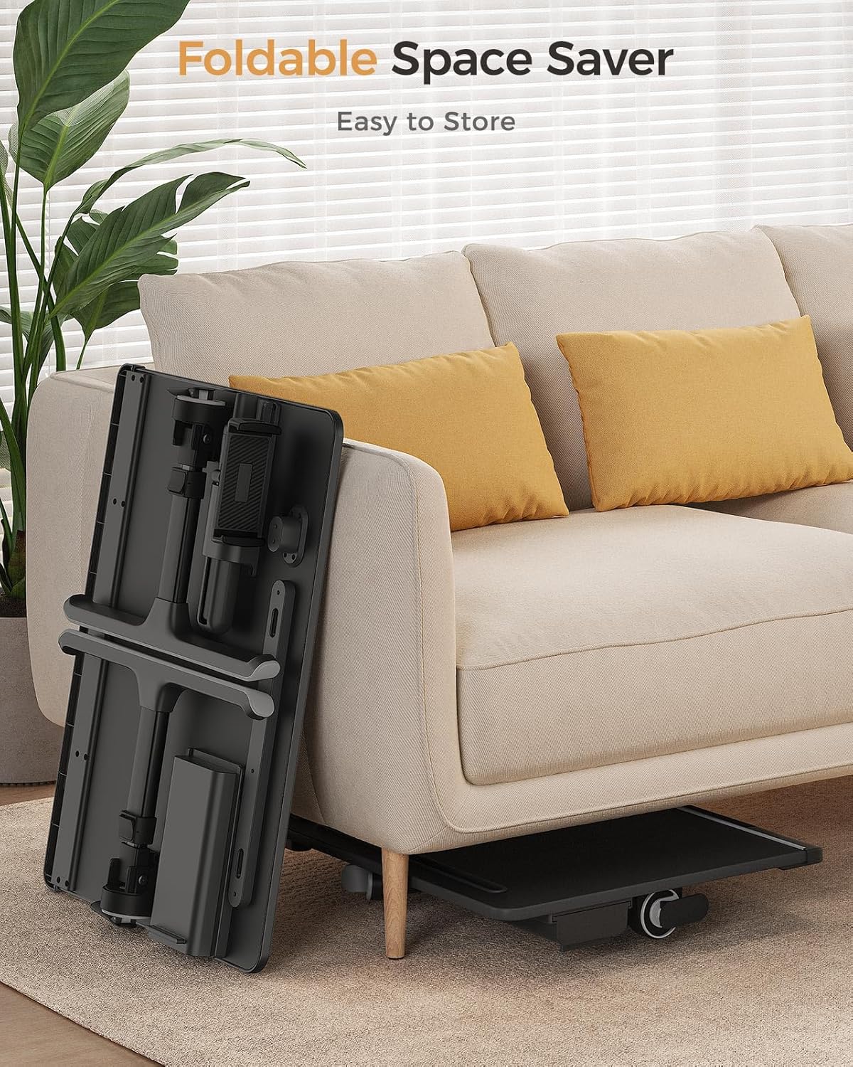 SAIJI Dual Screen Laptop Bed Desk | Foldable Adjustable Lap Desks for Adults, X-Large Couch Bed Tray Table with Portable Monitor Stand and Drawer - Image 8