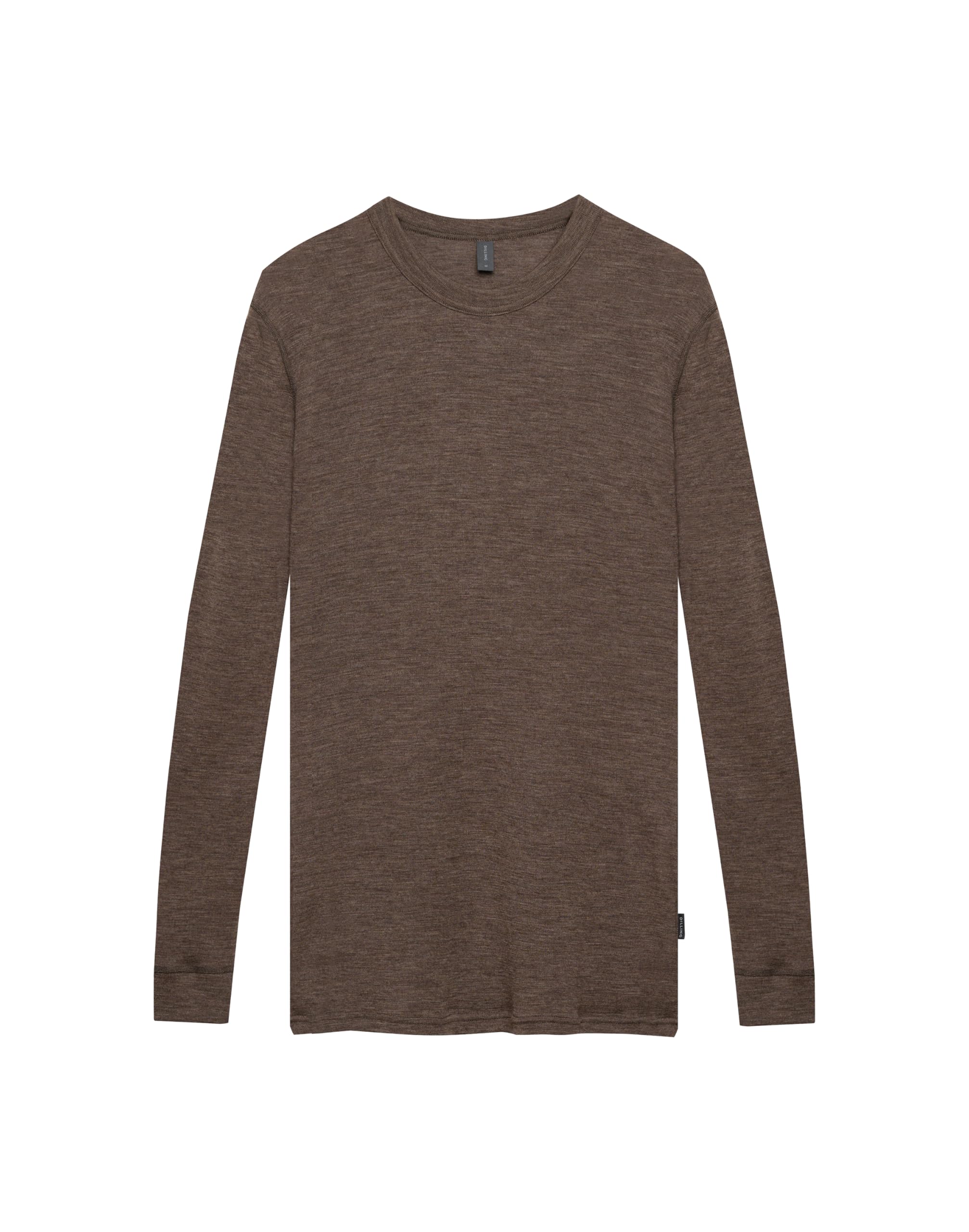 Dilling T-shirt à manches longues en laine mérinos pour homme, noisette, M