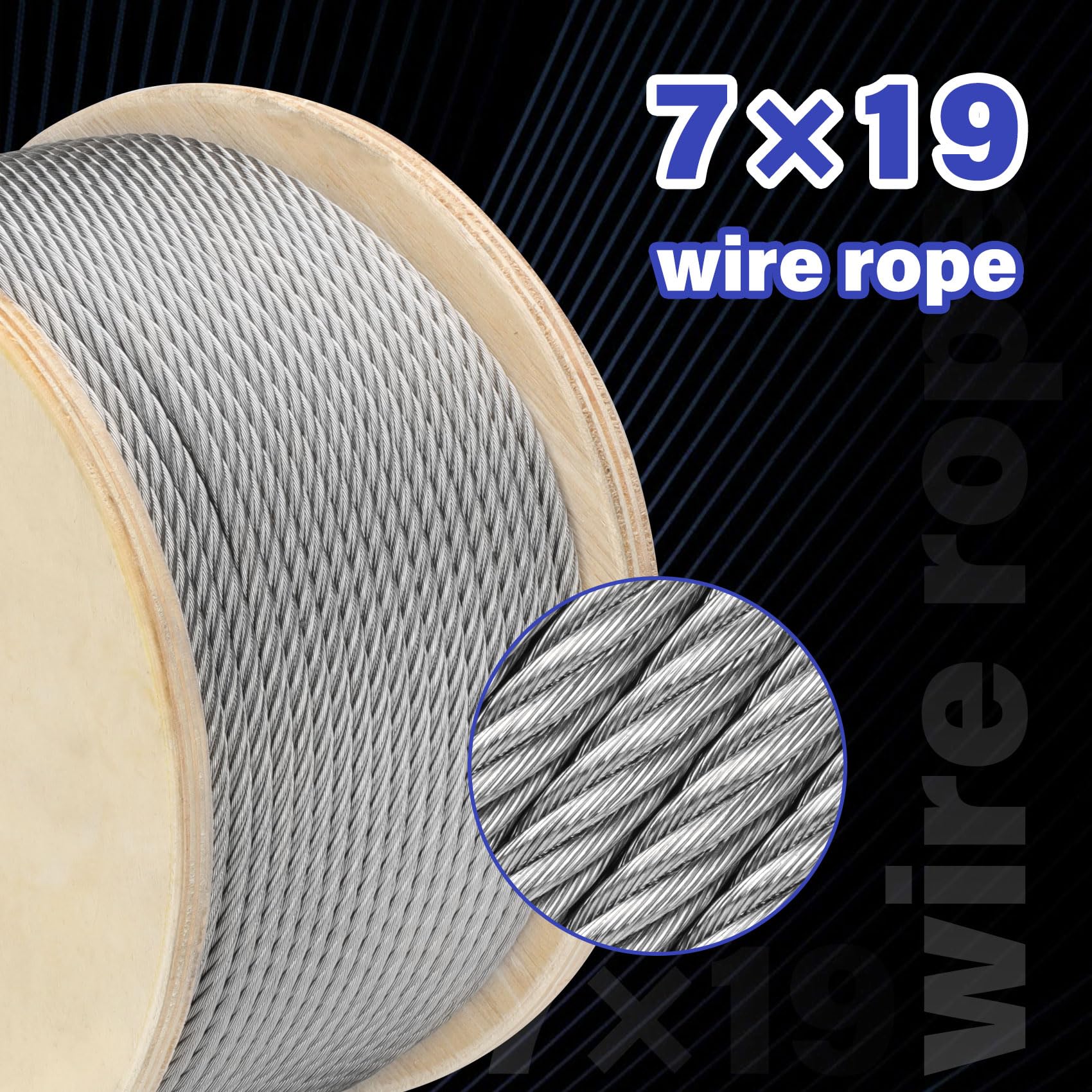 Cable de Acero de 1/4, 300 pies, Cuerda de Alambre