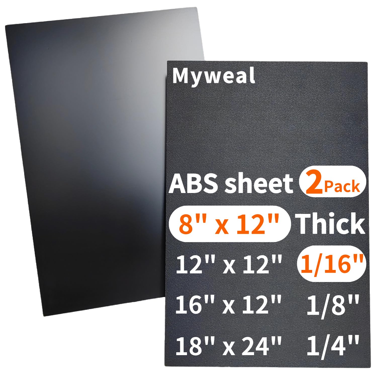 Black ABS Plastic Sheet - 8" x 12" -22