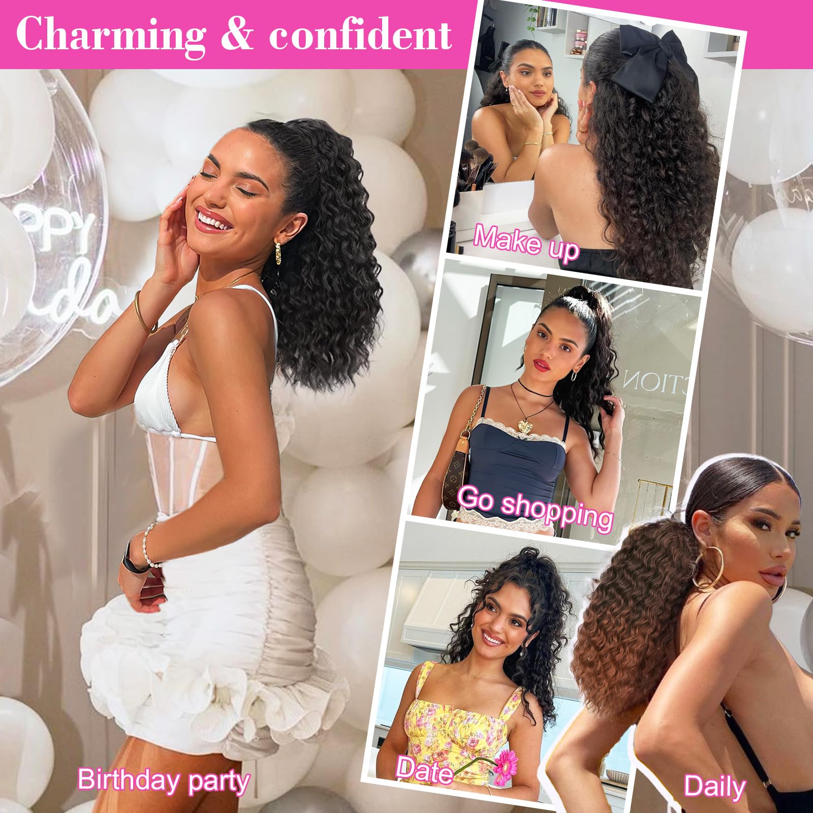 Amazon.com : QGZ Curly Ponytail Extension Drawstring 