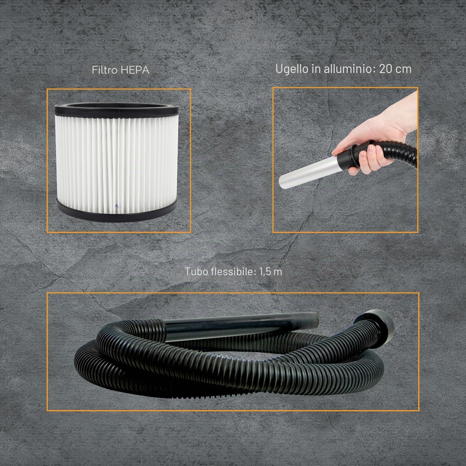 Boxer® Aspiracenere ciclonico con motore e filtro HEPA 18L | Potente aspirazione 1000W | Ideale per camini, stufe e barbecue | Filtro lavabile e tecnologia ciclonica