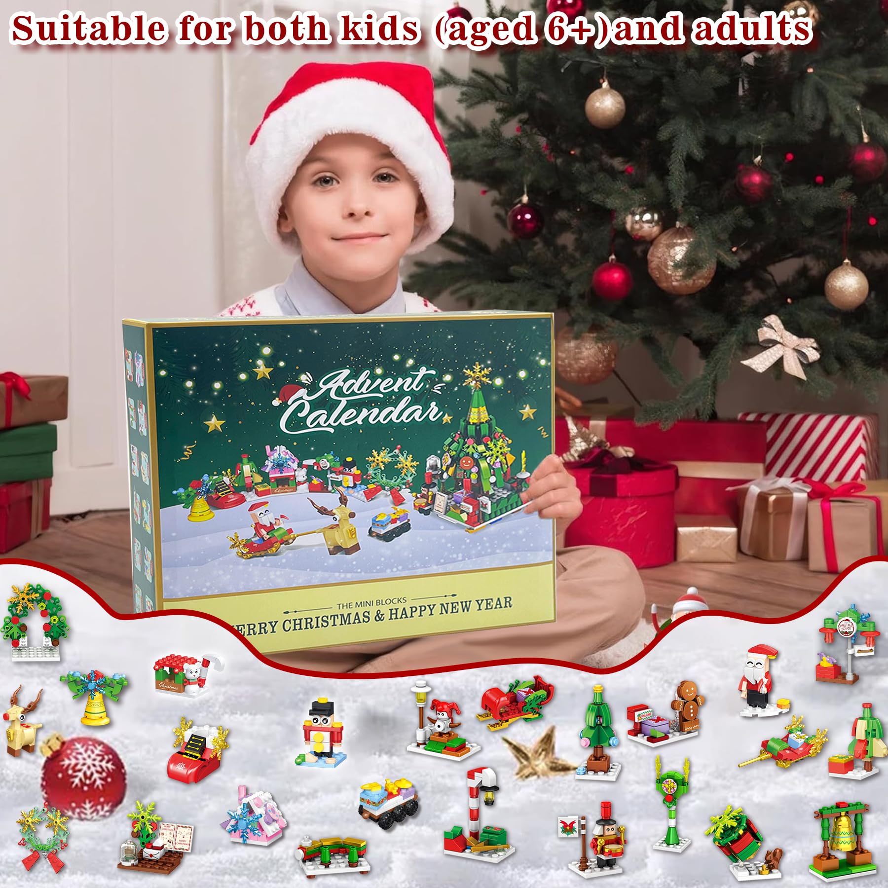 Calendario Adviento con 24 Regalos,Niños Calendario Adviento de Navidad,Incl. Papá Noel, trenes,Regalo de Cuenta Atrás de Navidad para Niños y Niñas (Calle de Navidad)