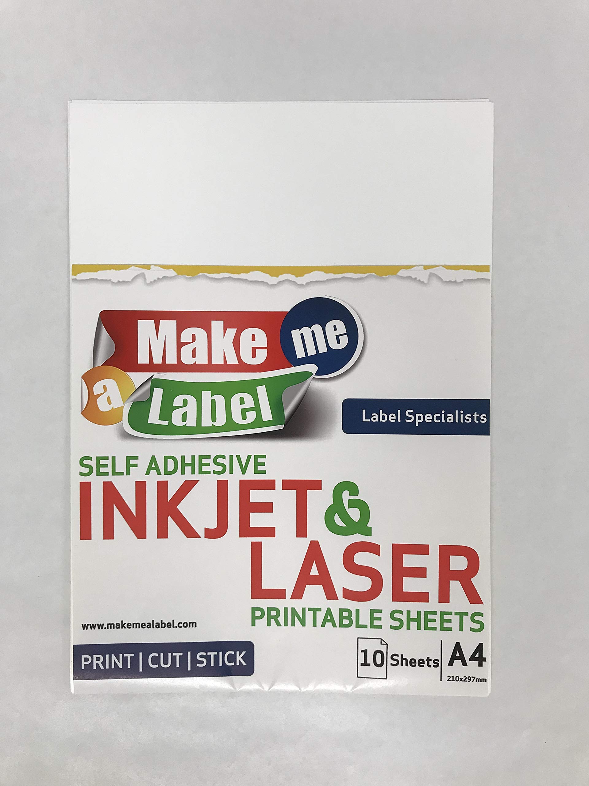 Premium A4 Satin White PP Vinyl Self Adhesive Inkjet & Laser Printable Sticker Label Sheets - 20 Sheets