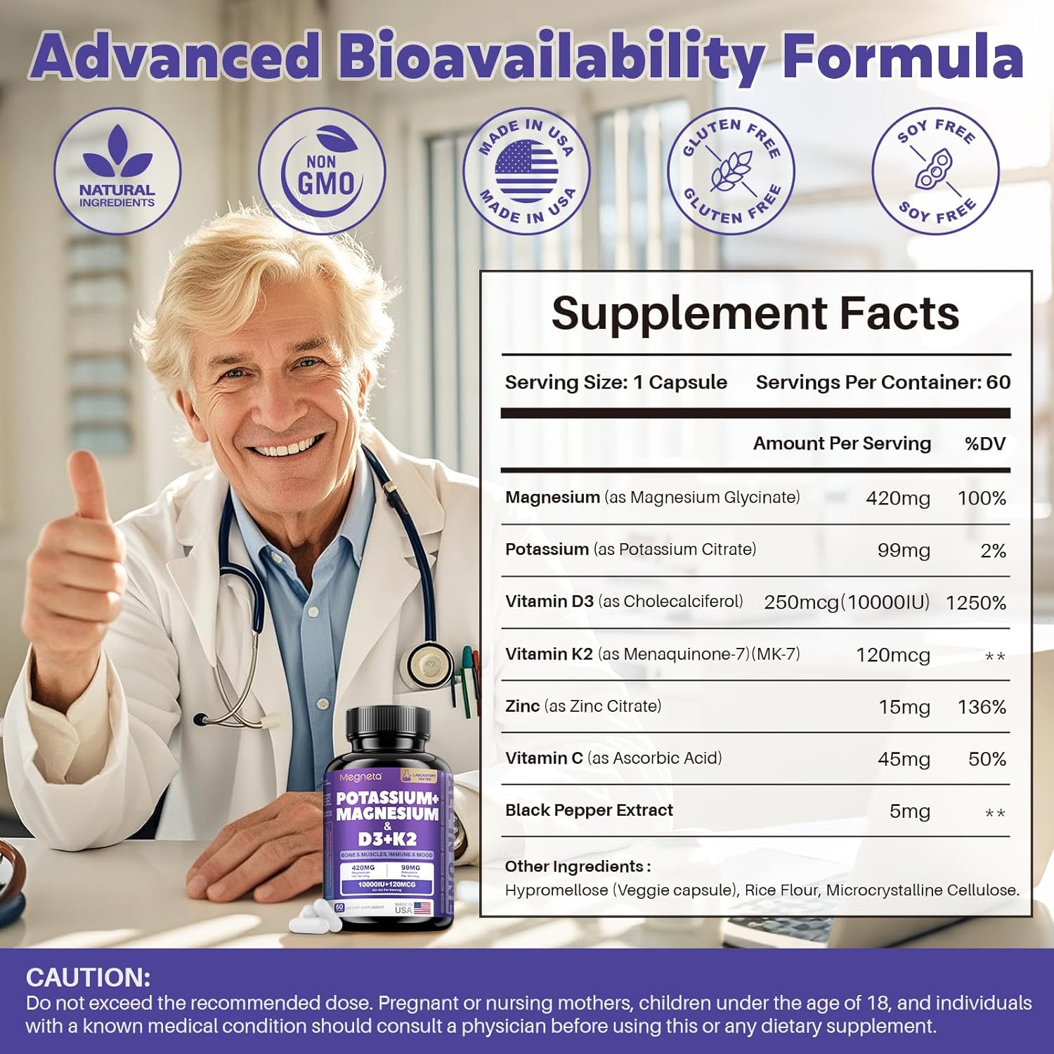 High-Potency Vitamin D3 10000IU K2 (MK-7) Potassium Magnesium Supplement - Advanced Synergistic Complex for Bone, Immune Health, Mood Balance & Energy Support - Image 6