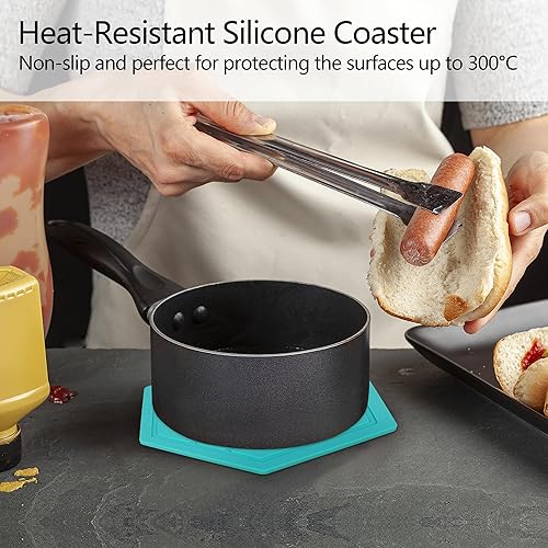 Miniatura 5 de Alfombrillas de silicona resistentes al calor, almohadillas calientes antideslizantes para encimeras de cocina, soportes multiusos para ollas, grado