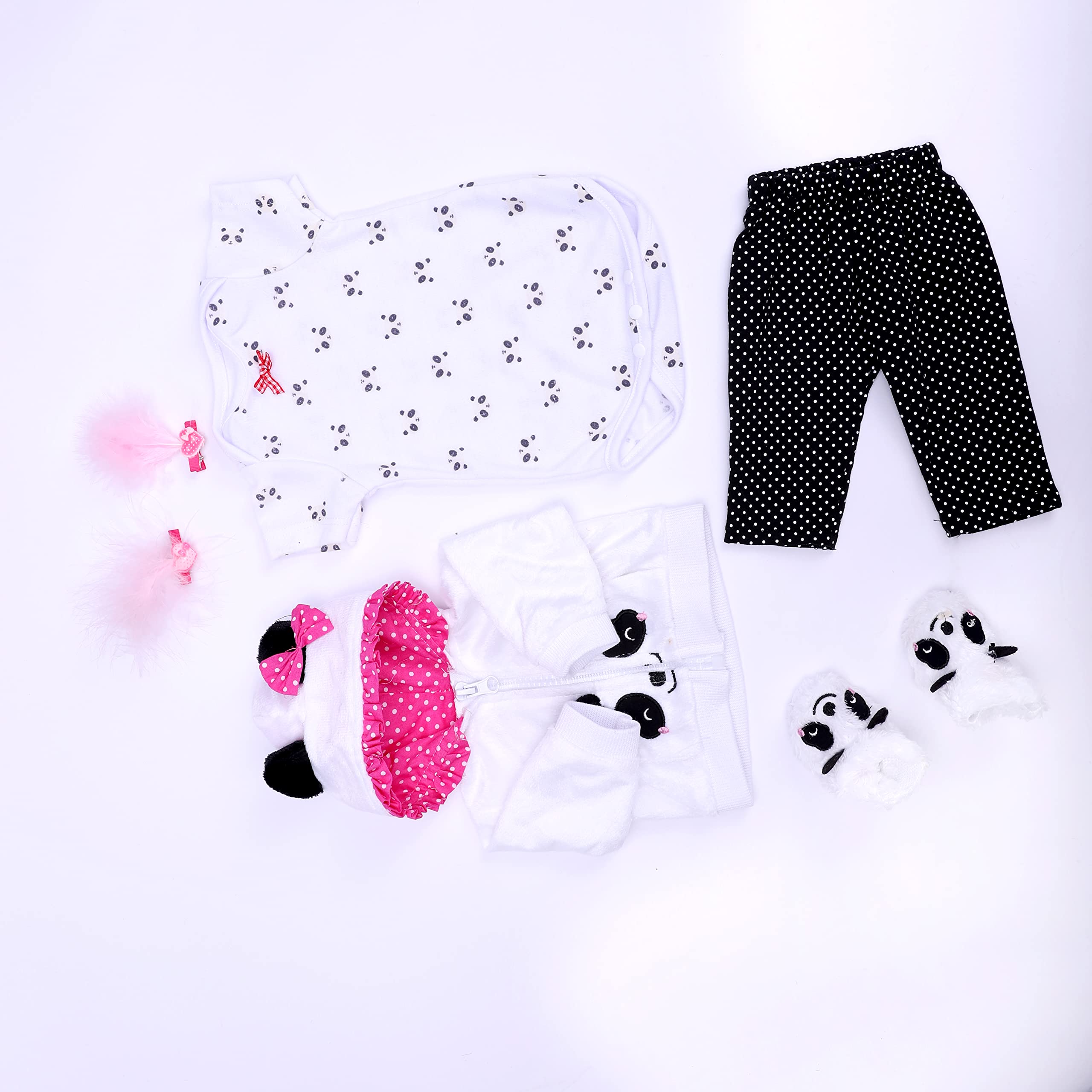 ZIYIUI Vestiti per Bambole per New Born Baby Doll, Cotone con Cappello per 18 "-22" Carino Vestiti Bambolotti (45-55 cm) (Panda bianco)
