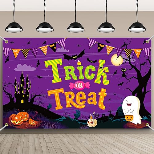 Remerry Trick or Treat Halloween Backdrops Banner Party Photography Backgrounds