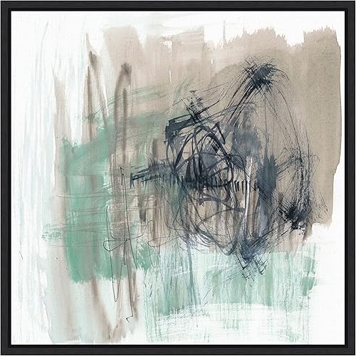 Amanti Art Framed Canvas Wall Art 16x16 Scribble Scrabble I by Jennifer Goldberger, Framed Wall Art Canvas, Abstract Artwork, Modern Decor, Small