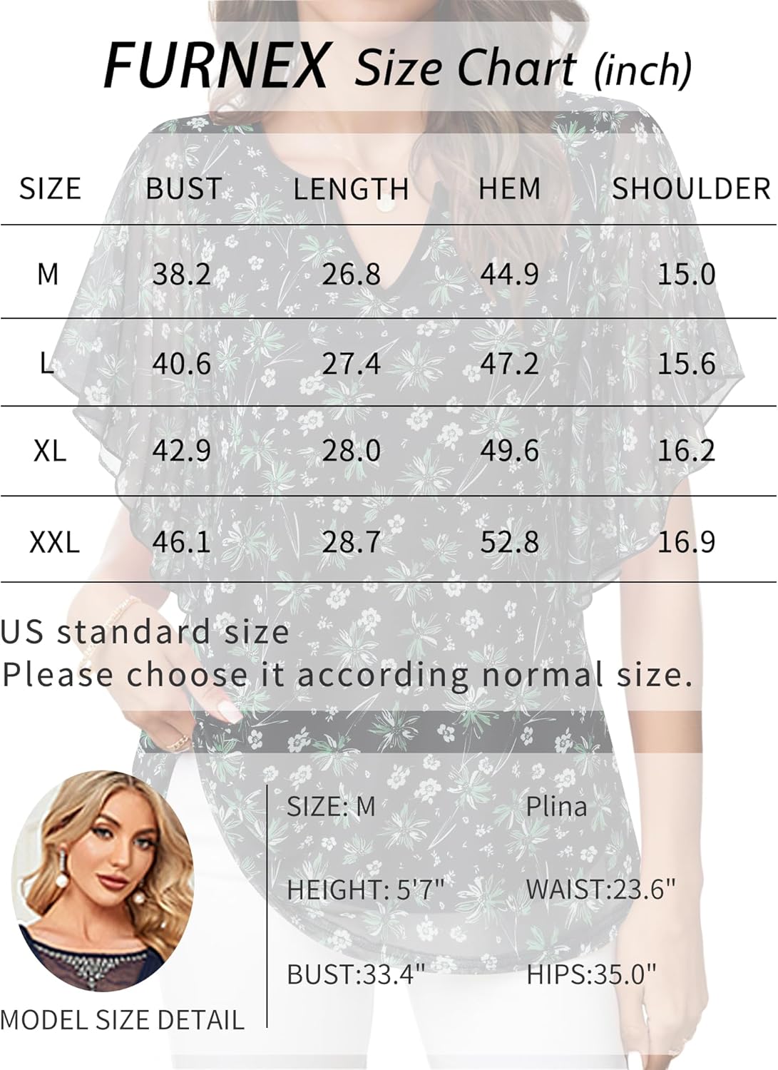 Furnex Women's Short Sleeve Tops Dressy Casual V Neck Double Layers Blouses Floral Mesh Tunics Tops - Image 6