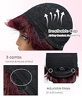 Vista 7 de QUEEN VIRGIN REMY QVR - Peluca de cabello humano con corte Pixie con flequillo, pelucas cortas para mujeres negras, cabello humano de diferentes