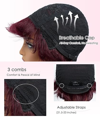 Miniatura 7 de QUEEN VIRGIN REMY QVR - Peluca de cabello humano con corte Pixie con flequillo, pelucas cortas para mujeres negras, cabello humano de diferentes