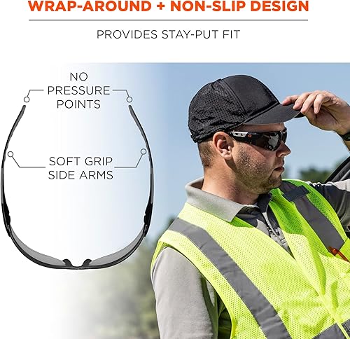 Miniatura 4 de Three Dog Bakery Ergodyne Skullerz SAGA - Gafas de seguridad antiarañazos, antivaho y ANSI z87.1