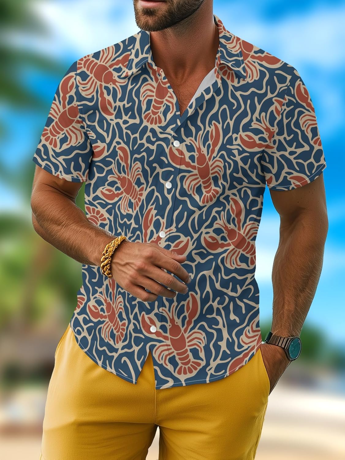 Funny Hawaiian Shirt for Men Casual Button Down Short Sleeve Aloha Shirt Vacation Party Outfits - Image 7