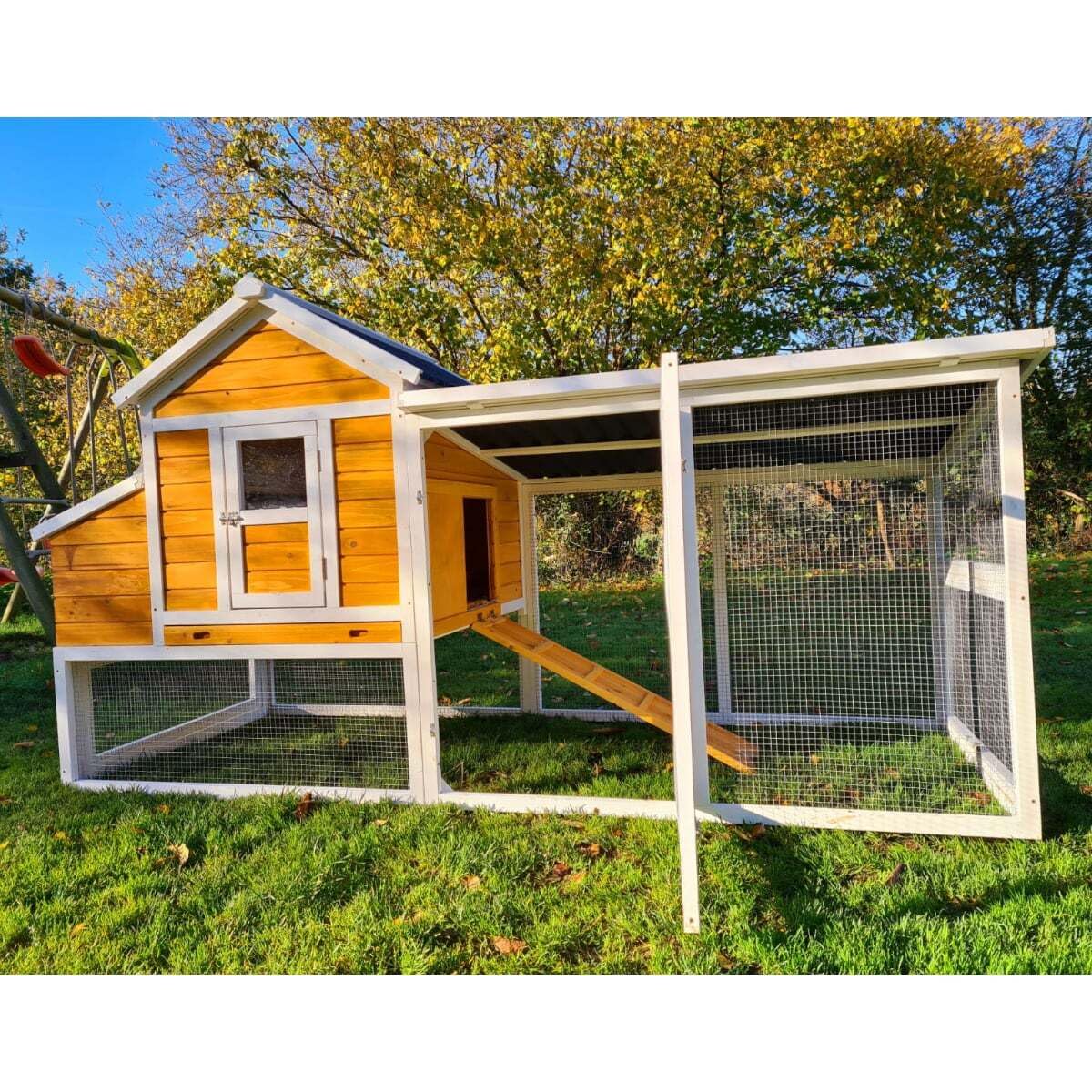 Animal Valley Gallinero de techo reforzado 2,36 x 1,1 x 1,24 m para 6-8 gallinas