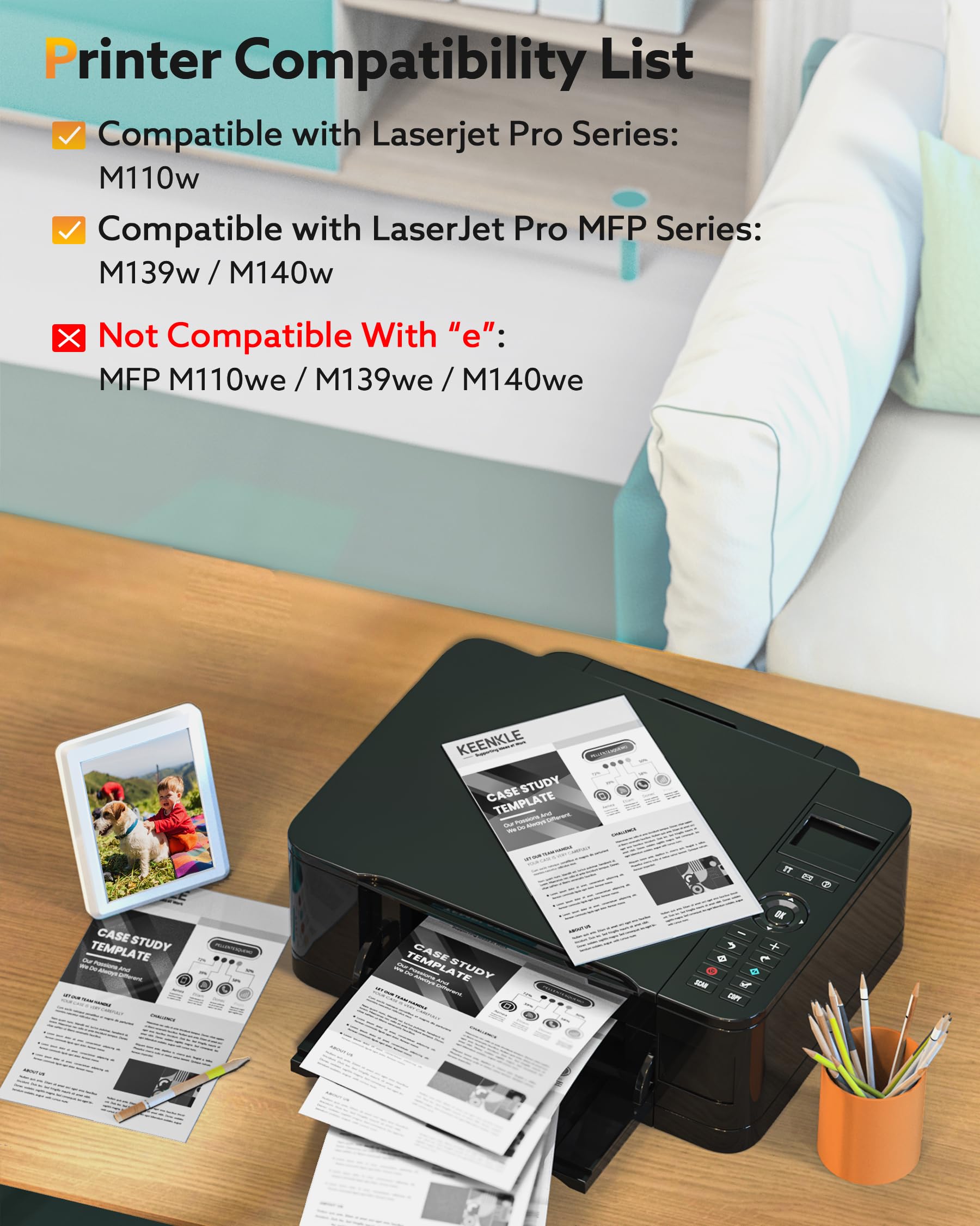 KEENKLE 142A Toner Con Chip Compatibili per HP 142A 142X W1420A W1420X Toner per HP Laserjet Pro M110 M110w Laserjet Pro MFP M140w M140 M139 M139w (Nero, 1-Pack)