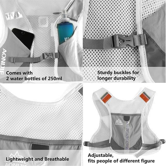 Geila Hydration Pack Backpack, Hydration Vest Trail Marathoner Running Race Hiking Rucksack with 2 Water Bottles