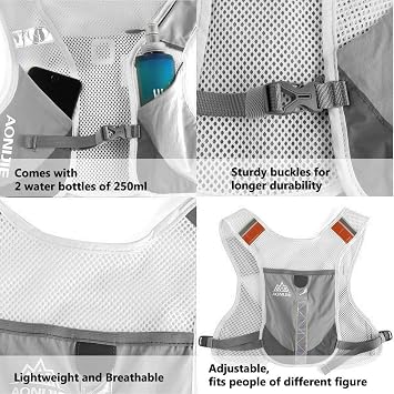 Geila Hydration Pack Backpack, Hydration Vest Trail Marathoner Running Race Hiking Rucksack with 2 Water Bottles