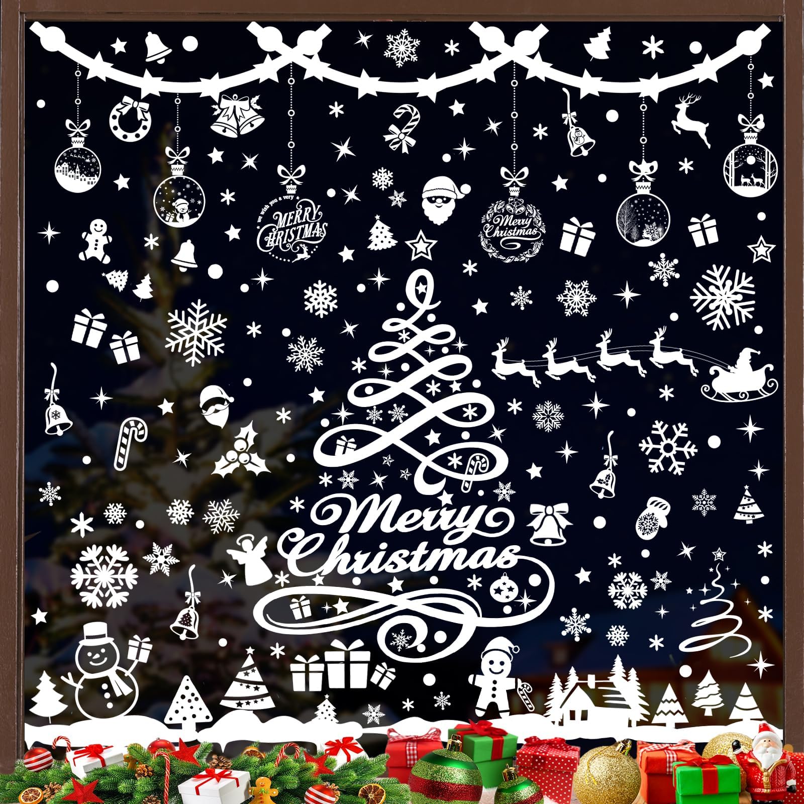 244 PCS Autocollant Noël Fenêtre Electrostatique