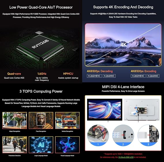 TUOPUONE Luck-Fox Aura High-Performance Linux Development Board, Rockchip RV1126B Quad-Core 1.6GHz Processor, 3 Tops Computing Power, 4K Encoding and Decoding, 2GB RAM and 0 eMMC Flash