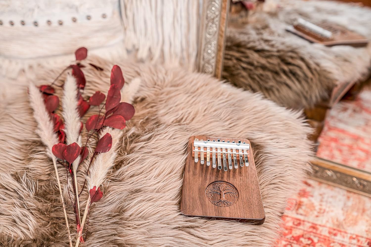 Kalimba Thumb Piano, 10 Keys — Includes Tuning Hammer and Case — For Meditation, ASMR, Sound Therapy and Yoga, 2-YEAR WARRANTY