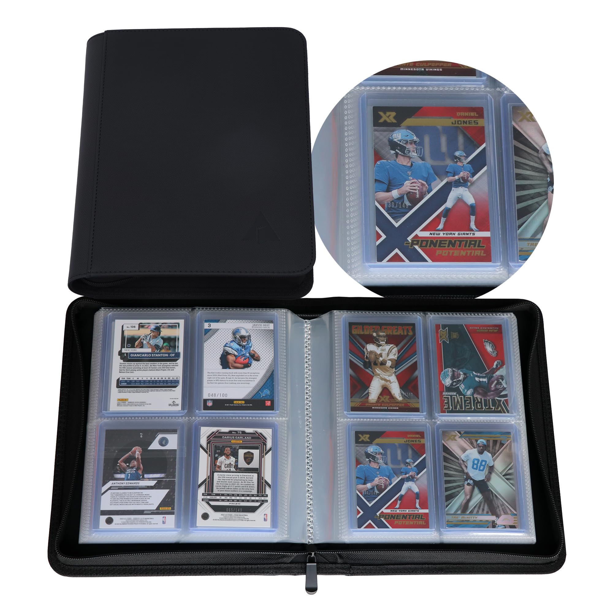 Rayvol Premium 4-Pocket Toploader Binder – Fits 112 Toploaders, Comes with 14 Transparent White Pages for 3" x 4" Toploaders