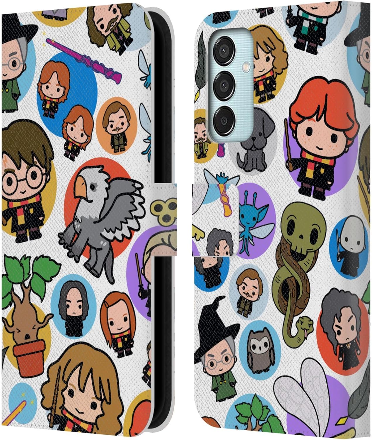 Head Case Designs Officially Licensed Harry Potter Pattern Deathly Hallows XXVIII Leather Wallet Case Compatible with Samsung Galaxy M15/F15 5G