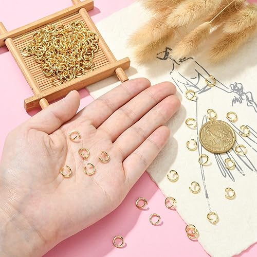 Miniatura 9 de DanLingJewelry 200 anillos abiertos de acero inoxidable 304 calibre 23 de 0.197 in para fabricación de joyas, conectores de joyería, búsqueda de