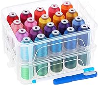 New Brothread 40 Colors Embroidery Thread Kit - 500m Polyester Spools Compatible with Brother Machines + Stackable Storage Box